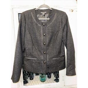 Covington Black‎ Metallic Shimmer Structured Knit Blazer Jacket Medium